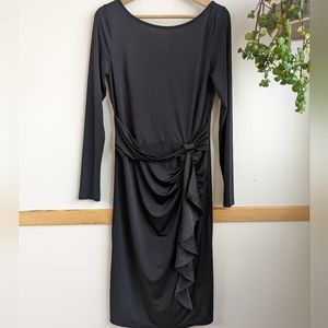 NWT Ilse Jacobsen | LBD Silky Long Sleeve Stretch Jersey Black Dress Small